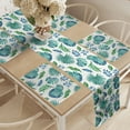 thumbnail image 2 of Ambesonne Green Leaf Table Runner & Placemats, Monstera Coconut Palm, Placemat 4 pcs + Runner 12"x90", Turquoise and Navy Blue, 2 of 2