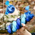 thumbnail image 2 of 2-pack Lightweight Collapsible Water Bottles - Portable Foldable Drinking Bottles With Leak-proof Lids & Carabiners, Durable Silicone For Sports, Travel, Gym, Hiking & Outdoor Activities - Purple & Bl, 2 of 6