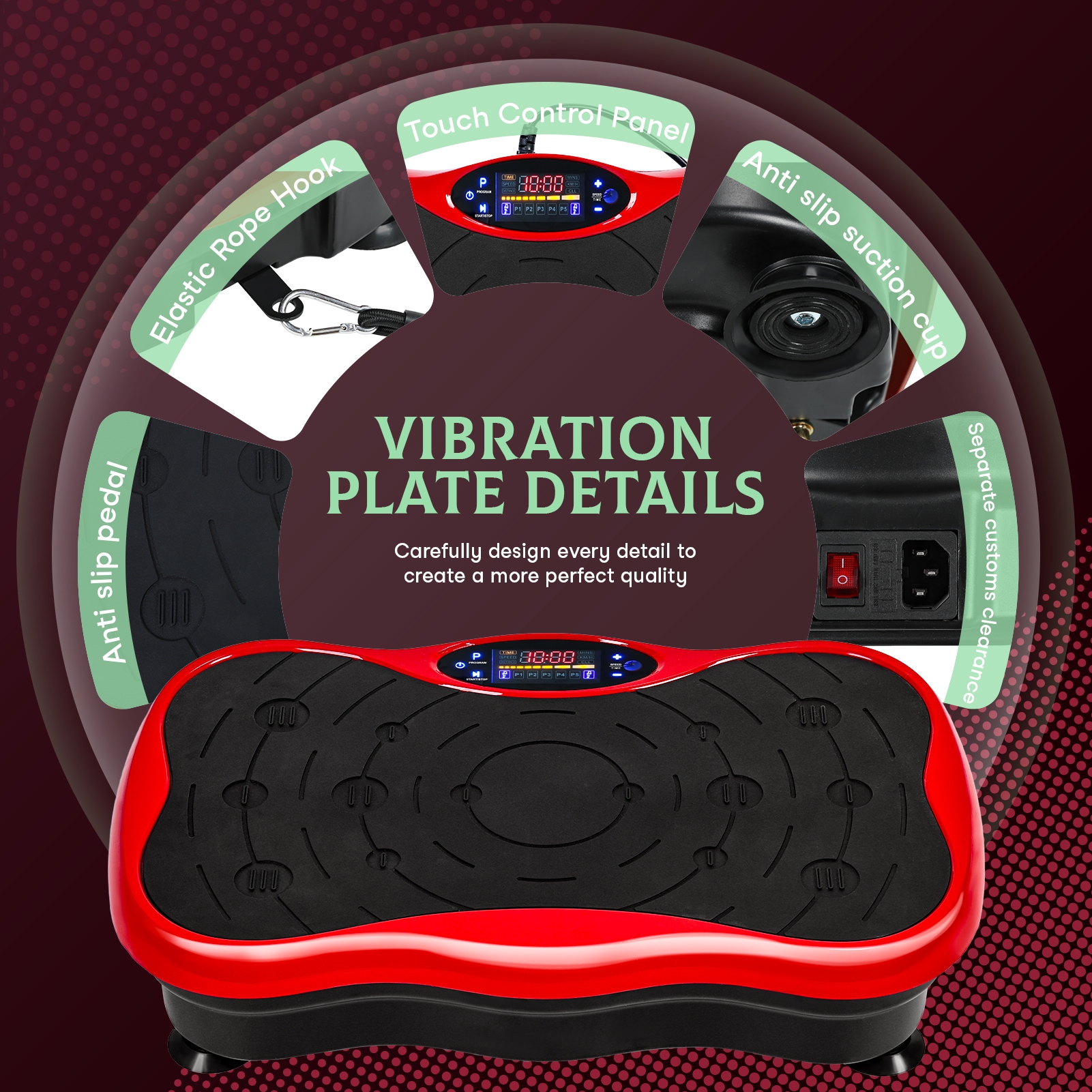 Thehsnt Whole Body Vibration Plate Machine w/ Resistance Bands - Home Gym for Weight Loss, Toning & Body Shaping