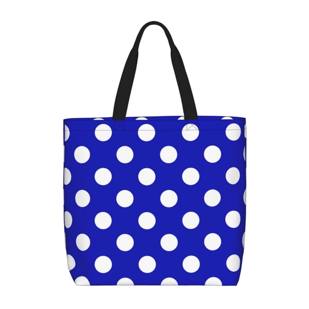 Easygdp Blue And White Polka Dot Bolsa Tote para Mujer, Bolso de Hombro para Trabajo, Playa, Viajes, Compras y Supermercado