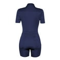 thumbnail image 6 of BEAFNKSG Women Short Jumpsuit Long Sleeve Lapel Button Bodysuit One Piece Bodycon Rompers with Pocket, 6 of 8