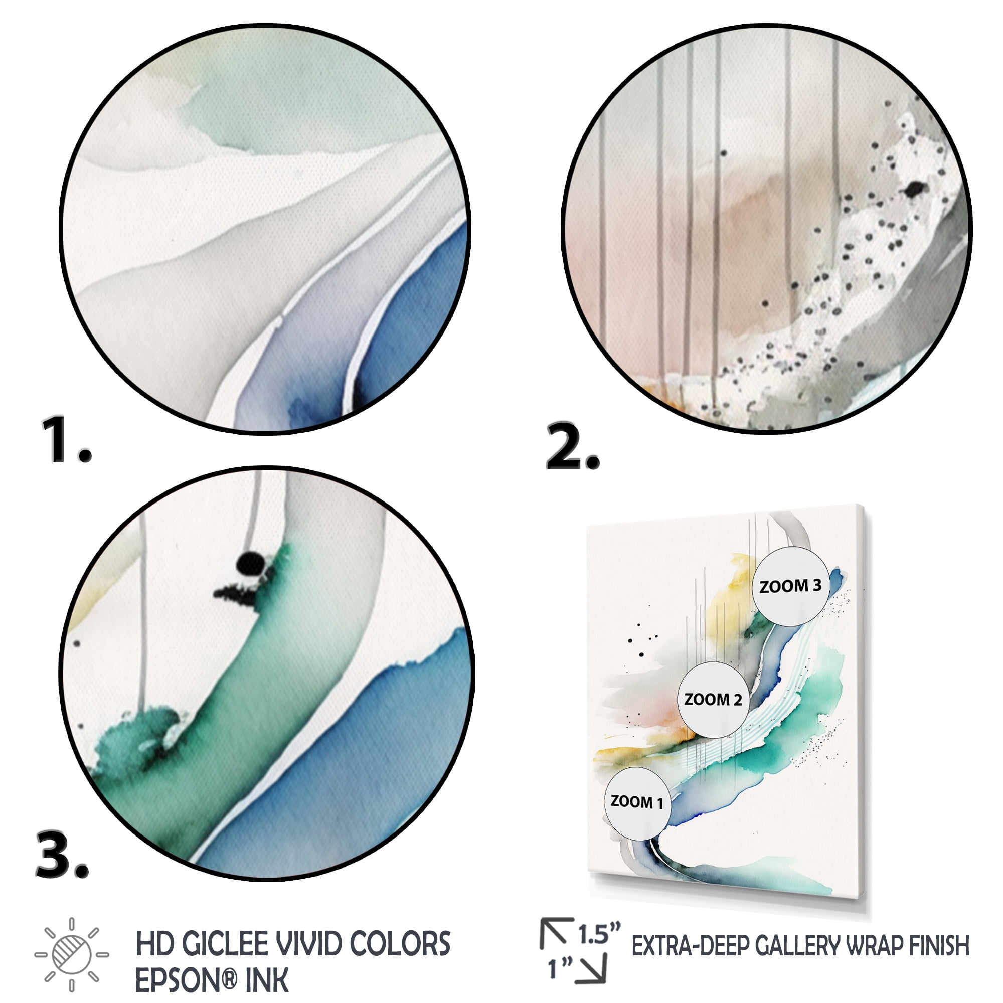 Designart Vibrant Watercolor Movement III Canvas Wall Art