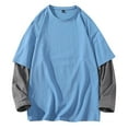 thumbnail image 5 of T Shirts for Men Casual Tops Winter Fall Long Sleeve Fashion Simple Fake Two Piece Pullover Round Neck Bottoming Shirt T-shirt Top, 5 of 5