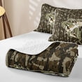 thumbnail image 4 of Feelyou Largemouth Bass Fish Twin Quilt Set for Men, Farmhouse Wooden Camo Twin Coverlet Set, Brown Green, 2-Piece, 4 of 7