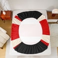 thumbnail image 5 of jejeloiu Modern Abstract Geometric Twin Sheet Sets,Retro Stripe Print Twin Fitted Sheet,Red Beige Black Flat Sheet For Men Women,Ultra Soft Home Decor,3-Piece, 5 of 7