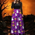 thumbnail image 5 of BaoFuBaoMei Halloween Womens Dress Plus Size Crew Neck Long Sleeve Halloween Candy Ghost Print Maxi Dress High Waist Patchwork Flowy Dresses for Party, 5 of 6