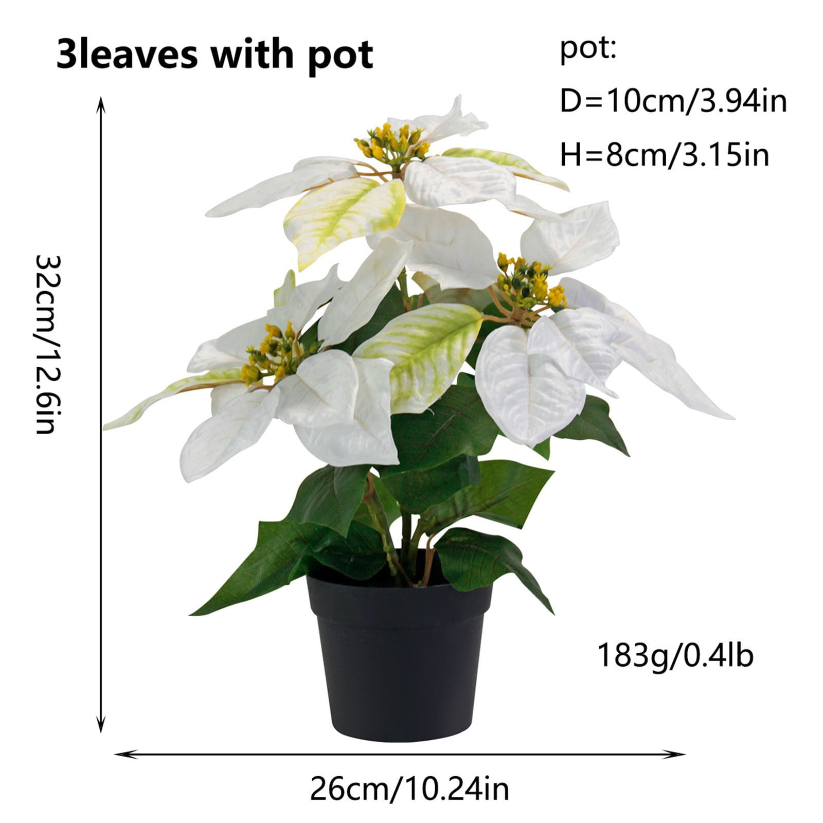 Mini Poinsettias Artificial Plants with Pot, 12.6" Faux Small Christmas Flowers in Pot for Home Office Tabletop Indoor Christmas Decorations