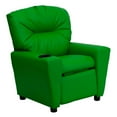 thumbnail image 1 of Contemporary Green Vinyl Kids Recliner with Cup Holder, 1 of 9