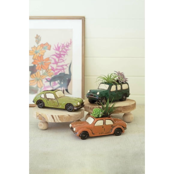 Juego de 3 maceteros de cerámica para coche KALALOU, 25 x 10 x 10 cm