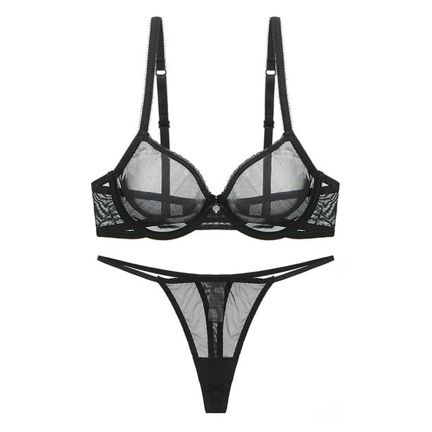 Varsbaby Women's See Through Underwire Bra and GString Lingerie Set