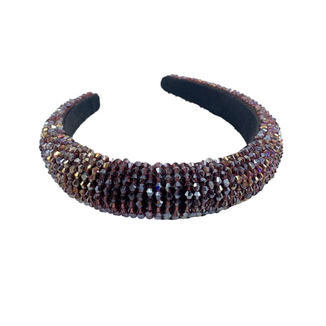 Qarigey Diademas con cuentas de cristal con purpurina, tocado de punto Flexible para el cabello, tocado para mujer, fiesta, colorido brillante Accesorio para el cabello Violeta Qarigey AP010971-03B