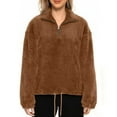 thumbnail image 2 of AUNVITO Women's Fall Fleece Half Zip Pullover Sweatshirt Hooded Long Sleeve Casual and Cozy Style, 2 of 8