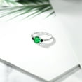 thumbnail image 4 of Gem Stone King 10K White Gold Green Nano Emerald Black Diamond and White Diamond Accent 3-Stone Engagement Ring for Women (0.95 Cttw, Round 6MM, Gemstone May Birthstone, Size 6.5), 4 of 5