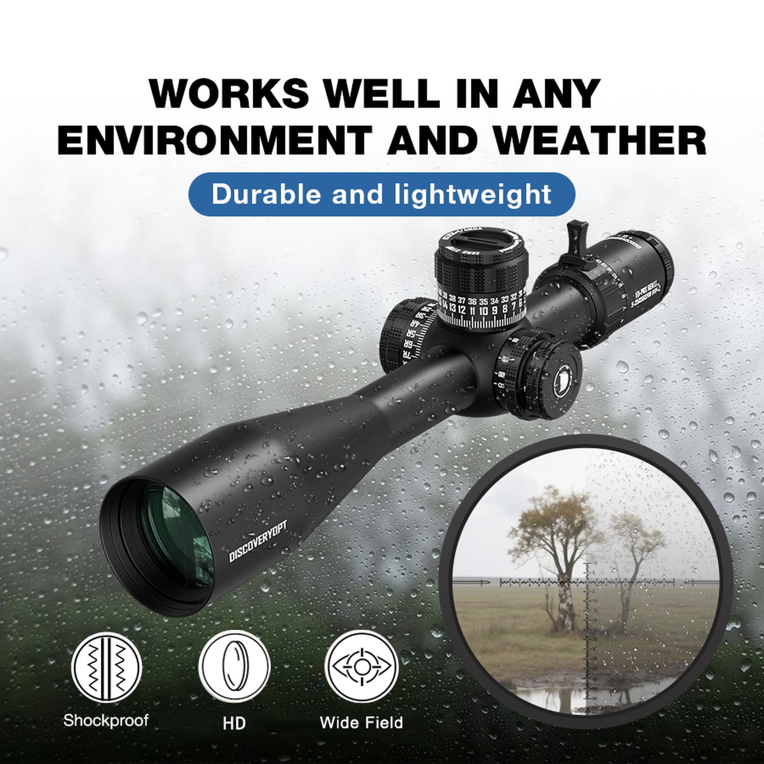 DISCOVERYOPT ED-PRS GENⅡ5-25X56 Riflescopes Zero Stop Illuminated Front Focus Hunting 34MM Tube