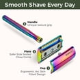 thumbnail image 2 of ZOMCHI Double Edge Safety Razor Kit for Men & Women, Reusable Metal Razor with Stand and 10 Blades, Eco-Friendly Plastic-Free Shaving – Rainbow, 2 of 9