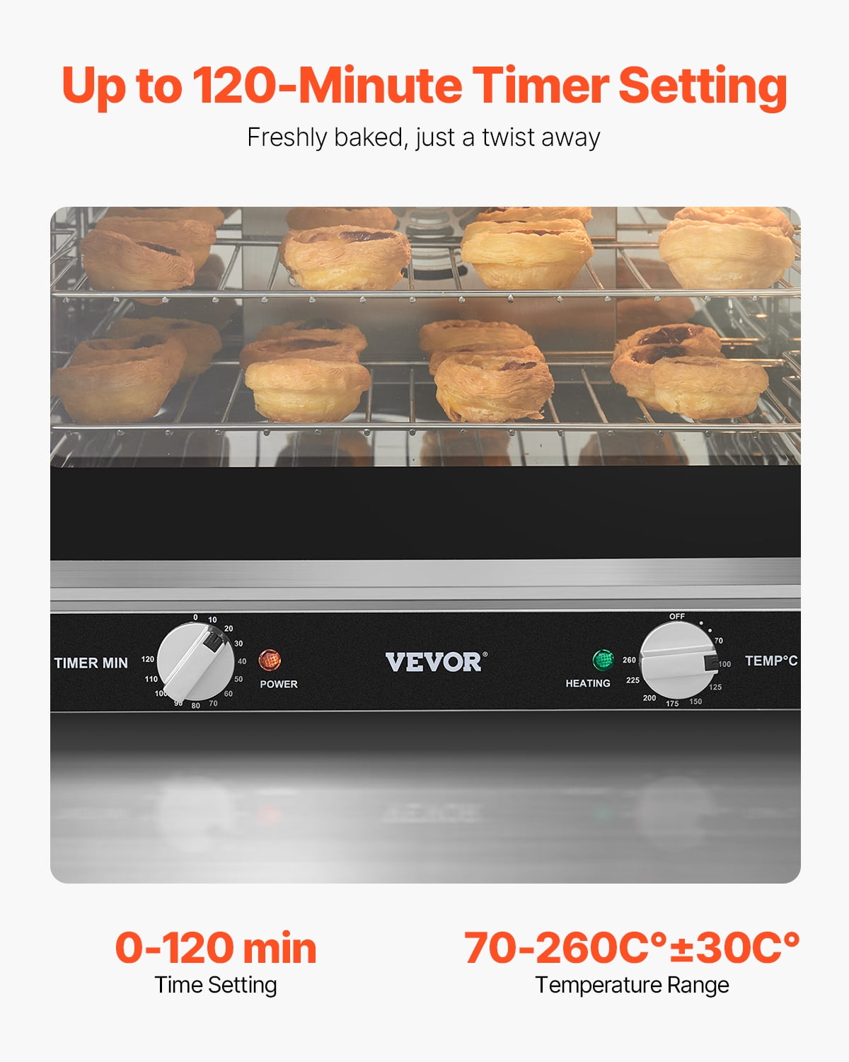 VEVOR Commercial Countertop Oven, 66L 4-Tier Toaster Oven, 2800W Electric Baking Oven with Tempered Glass Door, Wire Racks Clip Tray Gloves, Stainless Steel Commercial Oven for Restaurant Bakery