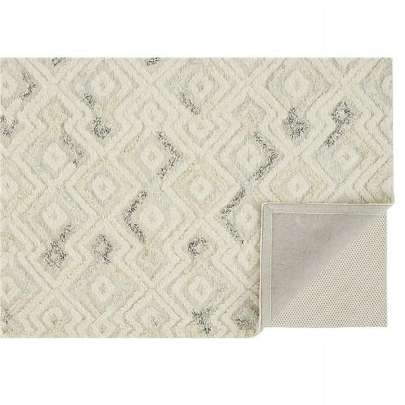 HomeRoots 512766 2 x 3 ft. Gray & Ivory Wool Geometric Handmade Rectangle Area Rug