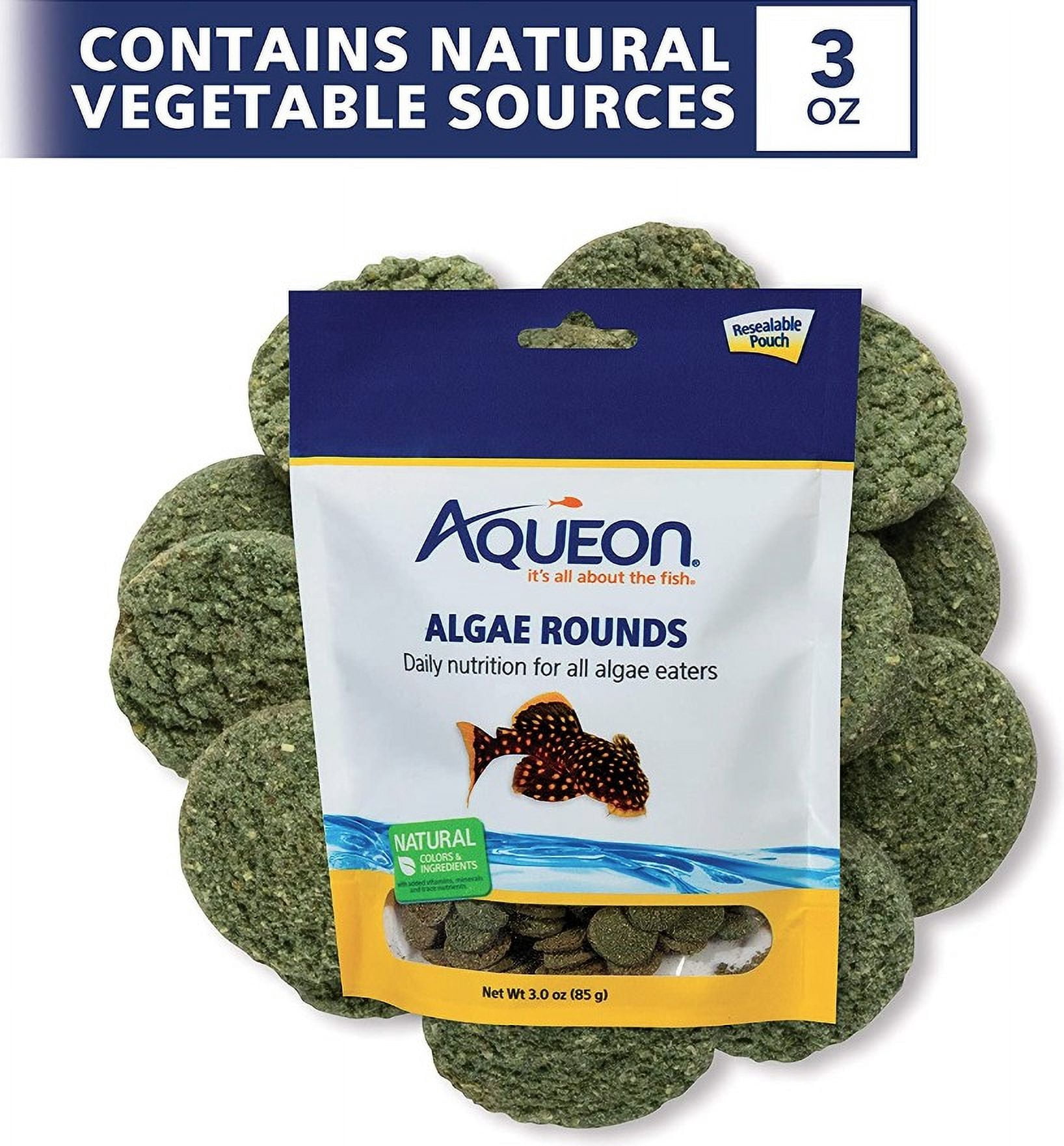 Aqueon Algae Rounds Fish Food [Aquarium Bottom Feeder Food, Aquarium Supplies] 9 oz (3 x 3 oz)
