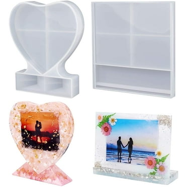 LET'S RESIN Picture Frame Molds - Large Rectangle & Heart Silicone for DIY Home Décor