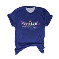 thumbnail image 2 of Tittly T Shirts for Women Graphic Tees Women's POSITIVE Printed Crew Neck Multi Color Multi Size Summer Split Sleeve Tshirts Shirts Womens Tops Blue XXL, 2 of 3