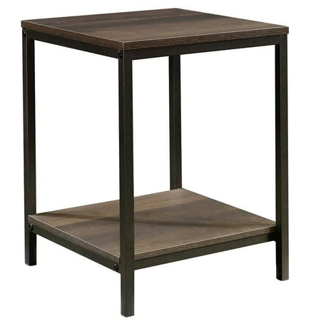 Oak Mission Style Table - Sauder North Avenue End Table in Smoked Oak and Black