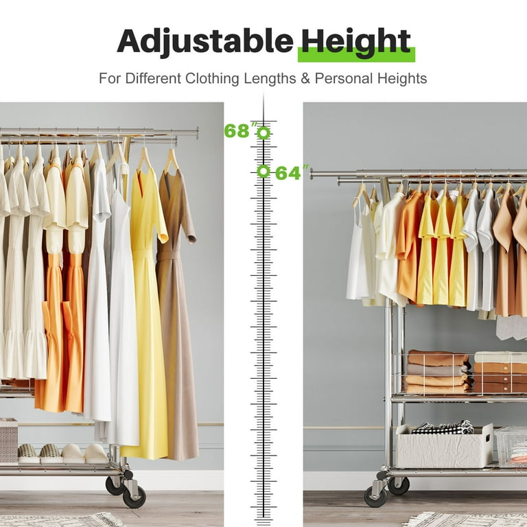 HOKEEPER 625lbs Capacity Metal Garment Rack, Double Rods HOKEEPER 625lbs Capacity Metal Garment Rack, Double Rods