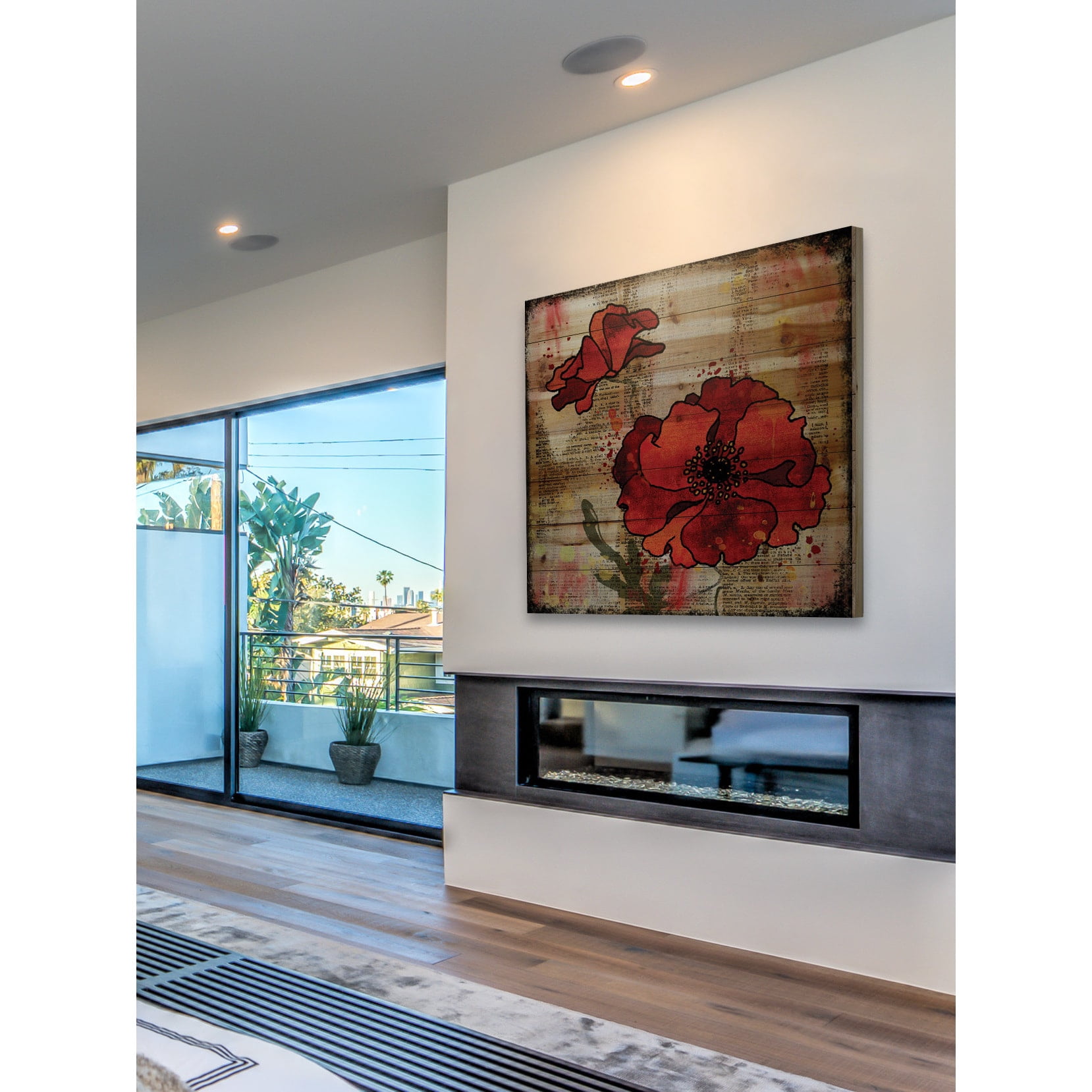 Marmont Hill "Dark Red Poppies" by Vicki Butler Painting Print on Natural Pine Wood