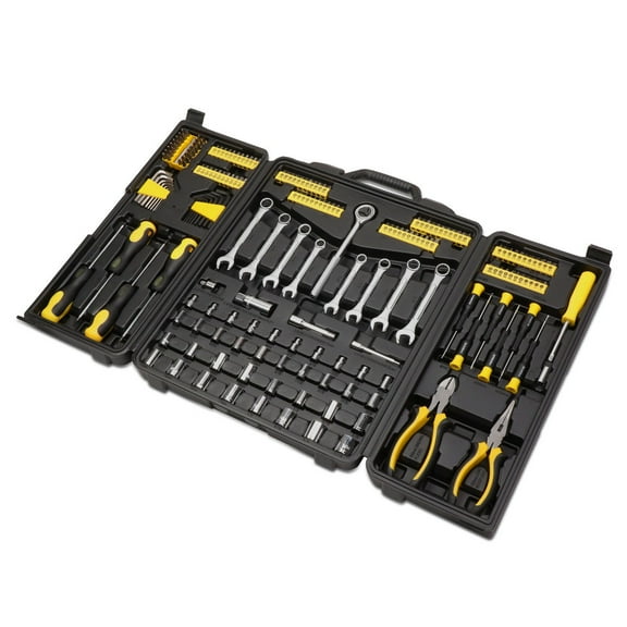 220 Pcs Portable Automotive Mechanic Repair Toolbox Socket & Hex Key & Screwdrive Yellow
