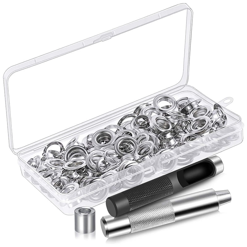 120 Sets Grommet Kit 1/2 Inch Grommets Eyelets with Tools and Storage Box Grommet Kit 