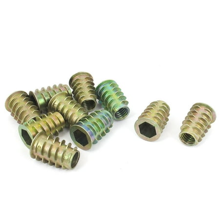 

10 Pcs M10x25mm Zinc Plated Hex Socket Screw in Thread Insert Nut for Wood