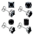 thumbnail image 2 of K-KED Mens Ladies Black Moissanite Emerald Cushion Round Cut Solitaire Stud Earrings, 2 of 9