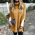 thumbnail image 5 of Autumn Winter Casual Loose Knitted Sweater Women Fashion Turtleneck 3/4 Sleeve Solid Color PonchoTops Elegant Twist Shawl Jumper, 5 of 5
