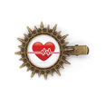 thumbnail image 1 of Épingle à Cheveux Motif Électrocardiogramme Cœur Rétro Clips Métalliques, 1 of 3