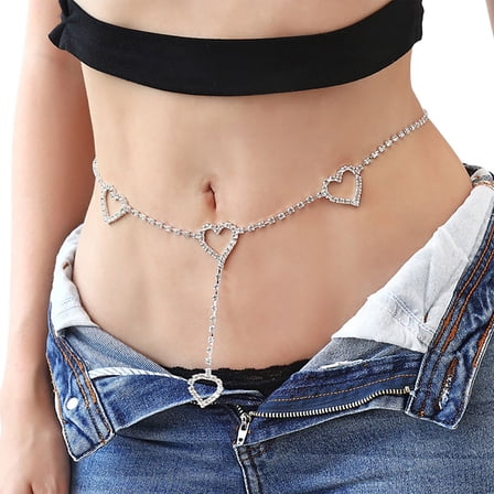 Necvior Belly Chain Jewelry With Heart Pendant For Women Silver Body Chain Jewelry Waist