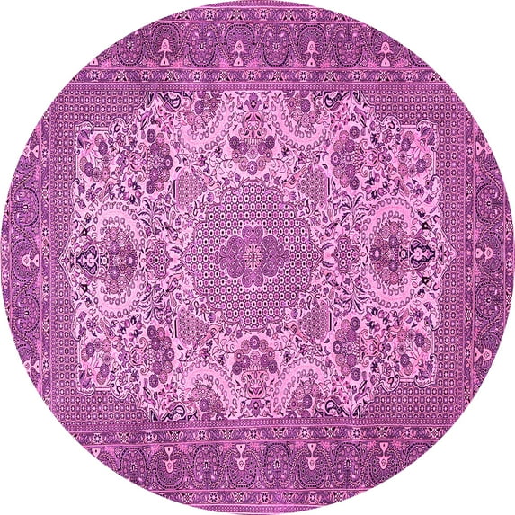 Ahgly Company Indoor Round Medallion Pink Traditional Area Rugs, 7' Round