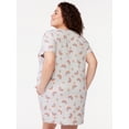 thumbnail image 3 of Joyspun Women's Print Sleepshirt with Pockets, Sizes S/M to 2X/3X, 3 of 5
