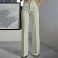 thumbnail image 2 of Lovzfmll High Waist Straight Leg Pants for Women, Solid Color Dress Pants with Pocket, Casual Full Length Pants Gray, S, 2 of 7