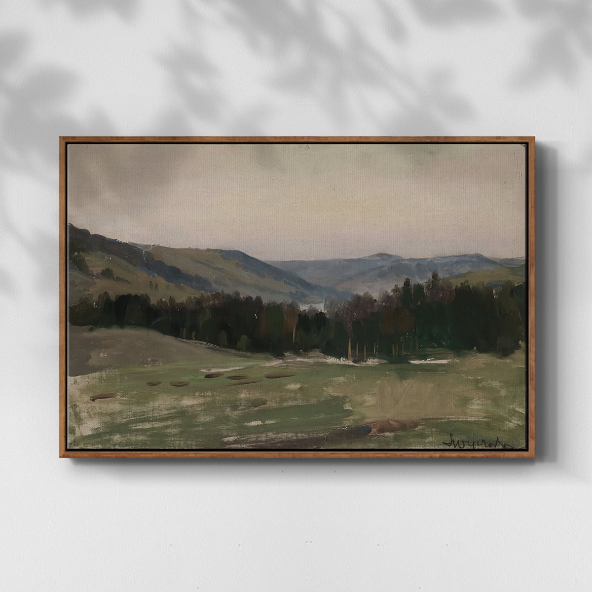 Vintage Landscape-CCCXCIV By Wexford Home Framed in Walnut Wood Gallery Wrapped Canvas 27 in. x 41 in.
