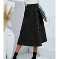thumbnail image 3 of Autumn Skirt, Split Hem Slim Fit Machine Washable Button Front Corduroy Long Skirt  For Daily Life Black,Brown, 3 of 7