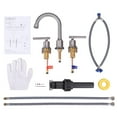 thumbnail image 4 of WOWOW Widespread Bathroom Faucet, Centerset Basin Faucet ,2 Handles Brushed Nickel, 4 of 6