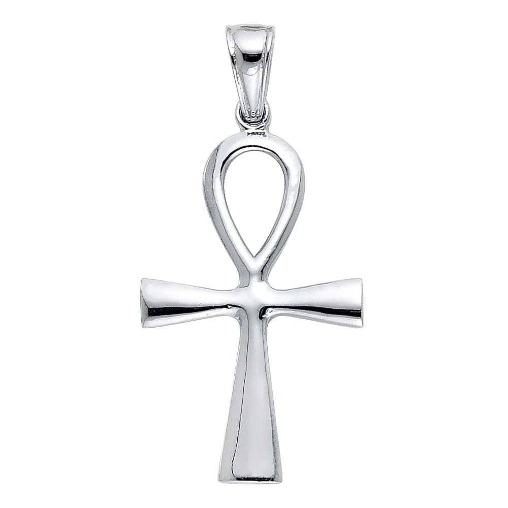 Solid 14k White Gold Ankh Christian 