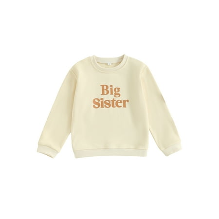 

Qtinghua Toddler Baby Girls Sweatshirt Long Sleeve Letter Print Pullover Tops Fall Clothes Beige 18-24 Months