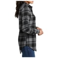 thumbnail image 2 of Yellow Rooster Flannel Shirts For Women Plaid Jackets Long Sleeve Button Down Grey/ Black L, 2 of 6