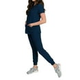 thumbnail image 3 of Medgear Fleur Women's Stretch Scrub Set with Zip Pocket Top and Jogger Pants, Navy, XX-Small, 3 of 3