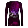 thumbnail image 5 of Mardi Gras Shirts for Women Mask Print Feathers Print V Neck Graphic Tee Sparkly Long Sleeve Holiday T Shirts Purple Pink M, 5 of 7