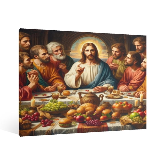Vintage Jesus Last Supper Canvas Wall Art Print , Christian Pictures Canvas Print Posters Wall Decor, Religious Christian Gifts Wall Art Home Decor for Church Living Room Dining Room Decor Framed