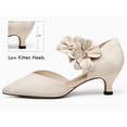 thumbnail image 2 of Ladies' low-heeled kitten-heeled formal shoes, comfortable closed-toe design with flowers, slip-on, suitable for formal gatherings, high-heeled shoe style, 2 of 4
