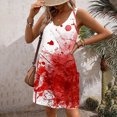 thumbnail image 3 of WFJCJPAF 2025 New Halloween Halloween Dresses for Girls,Women's Summer Comfort Fashion Printing Pocket Sleeveless V-Neck Dress - Red S, 3 of 5