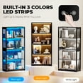 thumbnail image 4 of BROTTAR Display Cabinet with Glass Doors, 65" Storage Cabinet with LED, 4-Tier Curio Cabinet & Bookshelf, Collection Showcase for Home Office, Black, 4 of 10