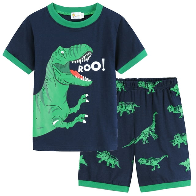 Little Hand Pyjama à Manches Courtes pour Garçons, Dinosaure, 100 % Coton, Taille 5T